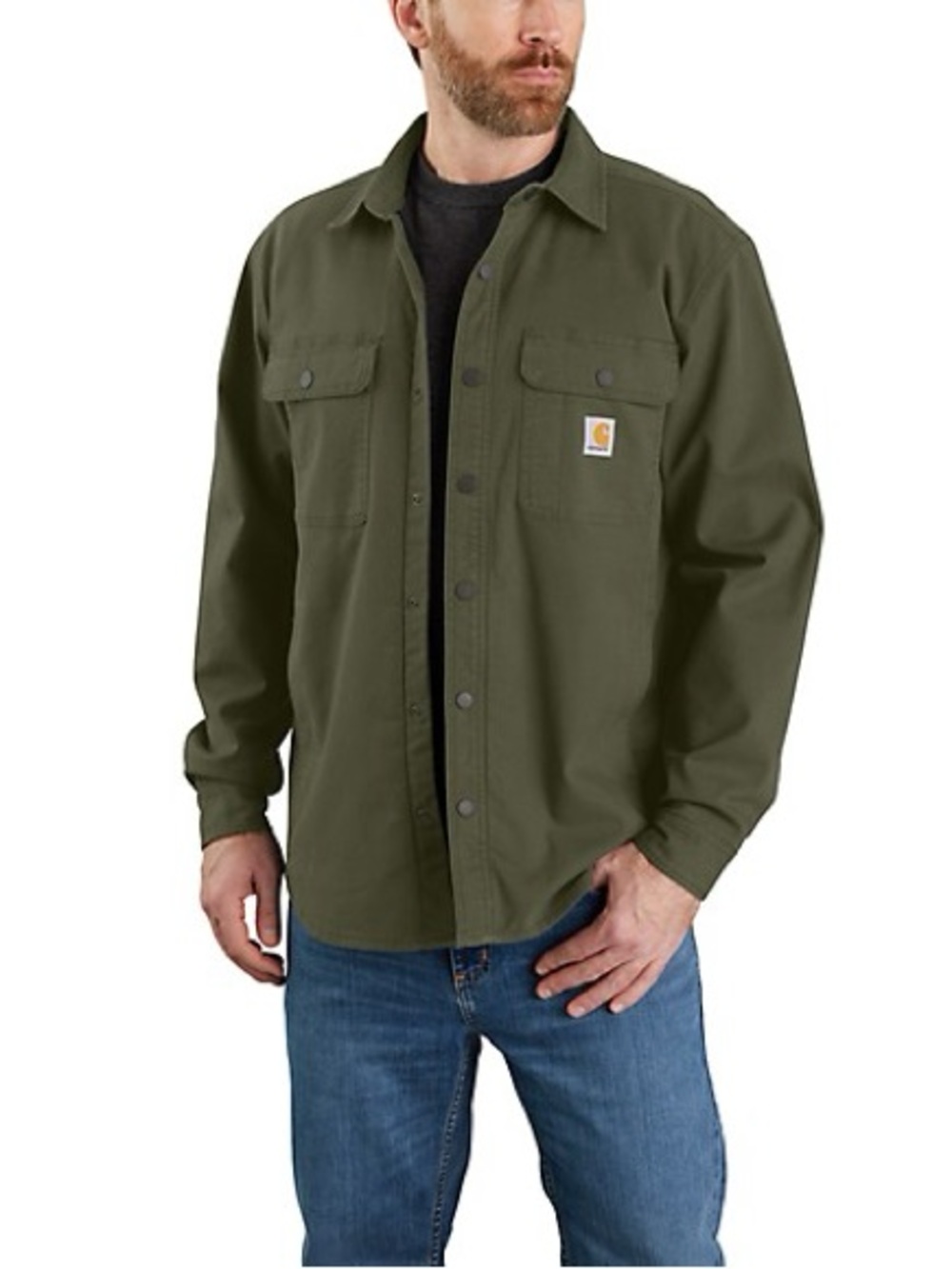 Carhartt Men's Rugged Flex Relaxed Fit Canvas Fleece-Lined Shirt Jacket  Men’s M